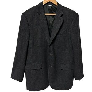 Joseph &‎ Feiss Blazer Sport Coat Jacket Grey Camelhair Business Preppy 44 Long